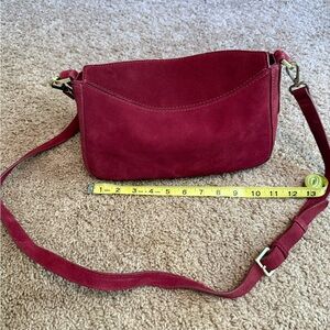 Elegant Red Suede Shoulder Bag
